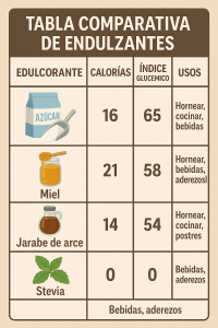 Tabla de Comparación de Endulzantes
